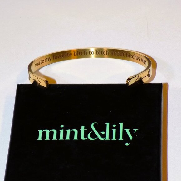 New Mint&Lily Gold Cuff Bracelet: You're My Favorite *B* to *B* about *B*es With - Picture 1 of 8